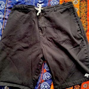 LRG (lifted research group) black comfortable shorts with string adjustment.